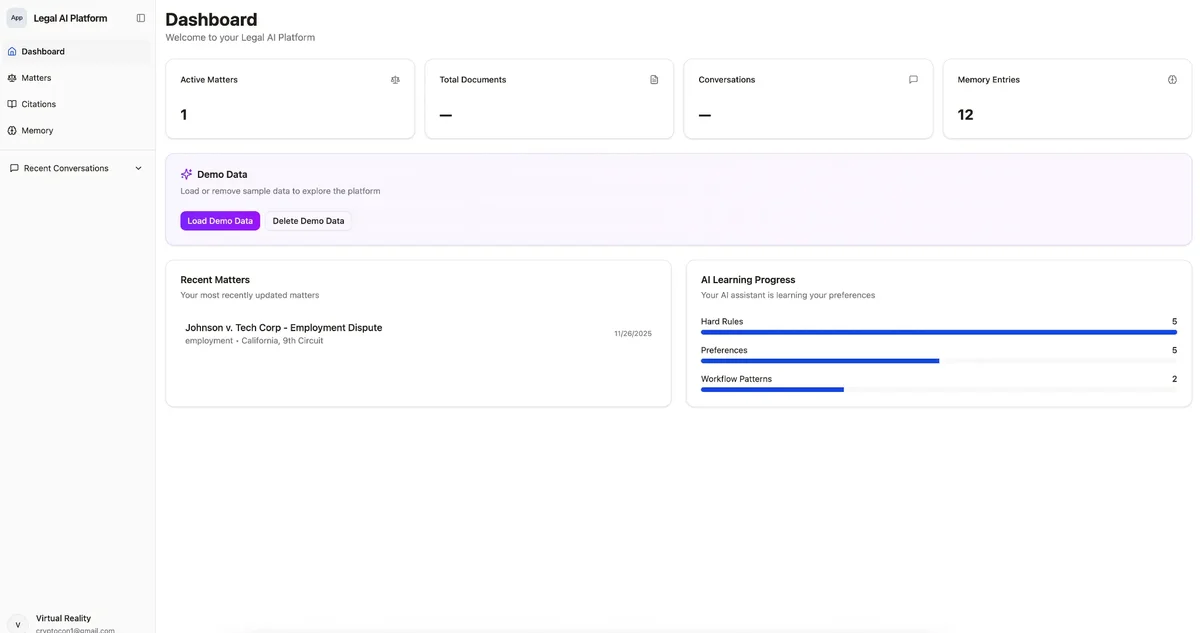 Legal AI Platform Workspace